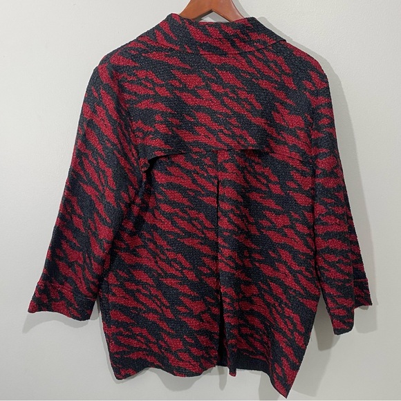 Chico’s Traveler Collection Crinkle Textured Animal Print Jacket Blazer Size L - Picture 6 of 12